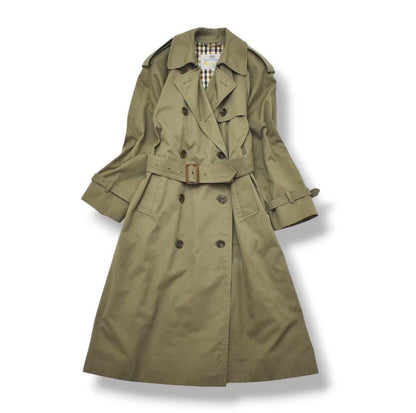 Aquascutum Trench Coat Club Check Asian fit L US size M Khaki Authentic