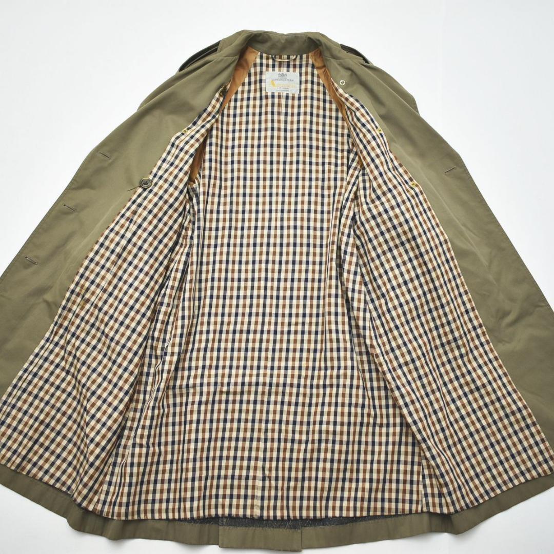 Aquascutum Trench Coat Club Check Asian fit L US size M Khaki Authentic
