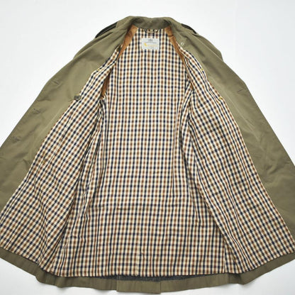 Aquascutum Trench Coat Club Check Asian fit L US size M Khaki Authentic