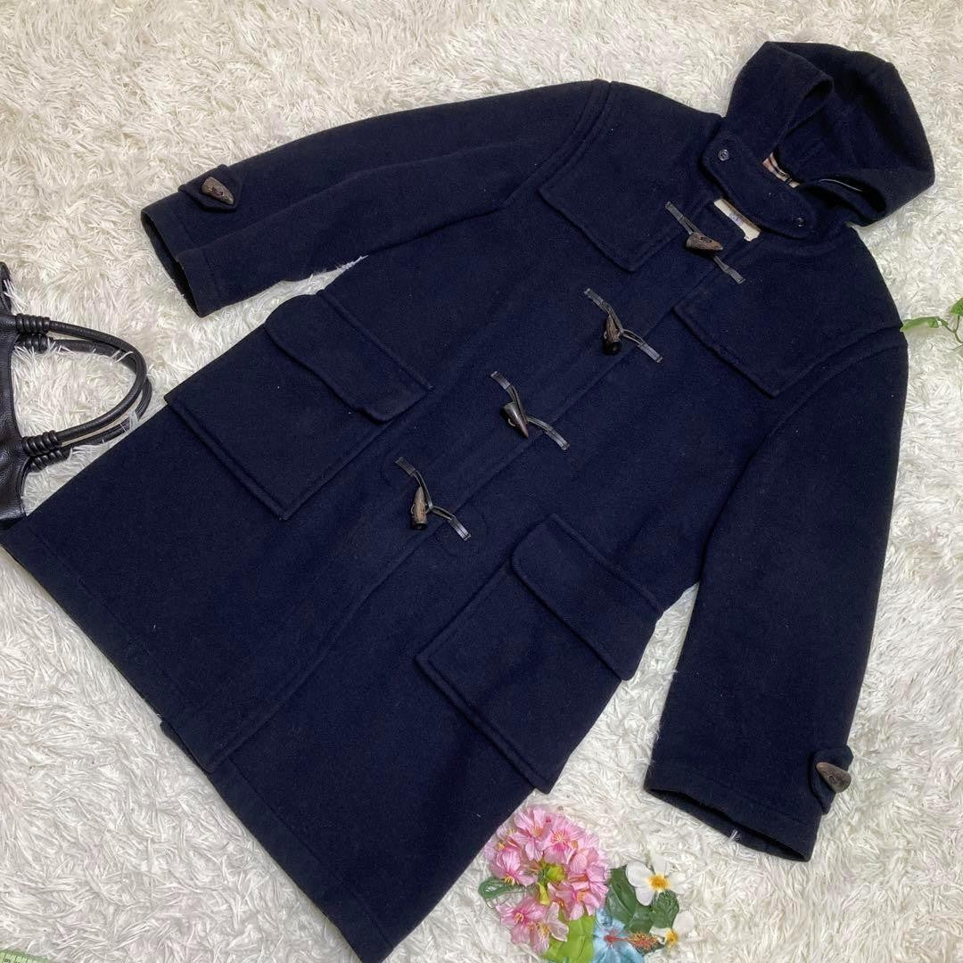 Aquascutum Duffle Coat Club Check Asian fit 2XL US size XL Navy Authentic
