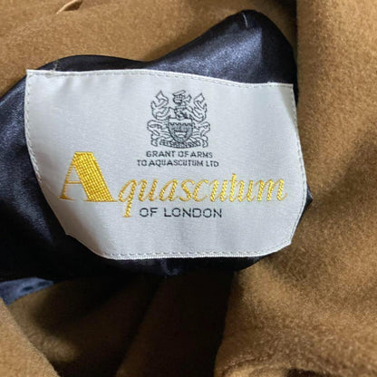Aquascutum Long Coat Club Check FREE SIZE Wool Beige Authentic