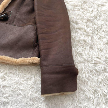 Aquascutum Mouton Boa Jacket Asian fit L US size M Brown Authentic