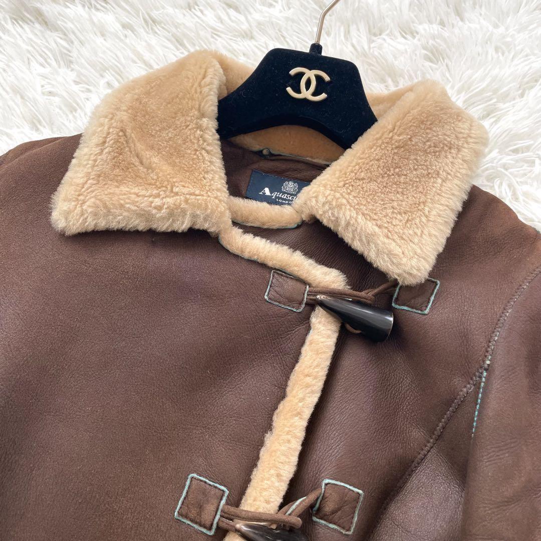 Aquascutum Mouton Boa Jacket Asian fit L US size M Brown Authentic