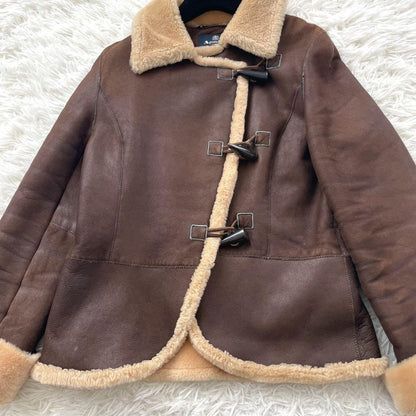 Aquascutum Mouton Boa Jacket Asian fit L US size M Brown Authentic