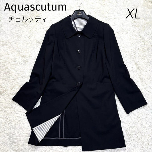 Aquascutum LANIFICIO F.LLI CERRUTI Coat Asian fit XL US size L Black Authentic