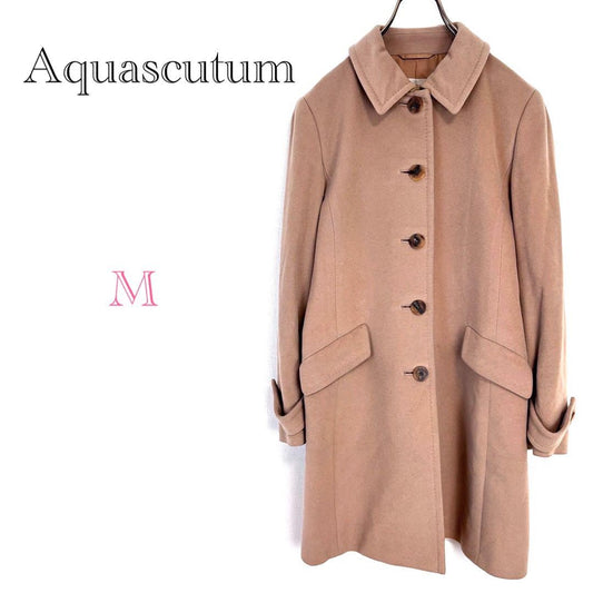 Aquascutum Chester Long Coat Asian fit M US size S Brown Beige Authentic