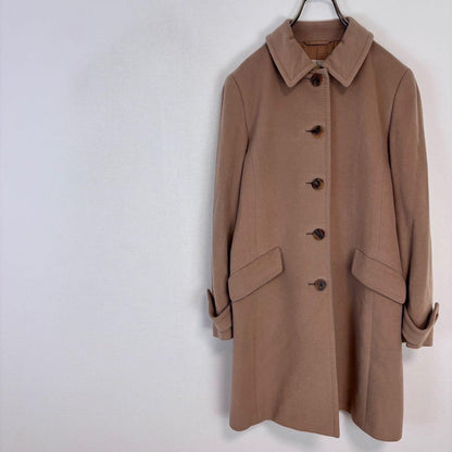 Aquascutum Chester Long Coat Asian fit M US size S Brown Beige Authentic