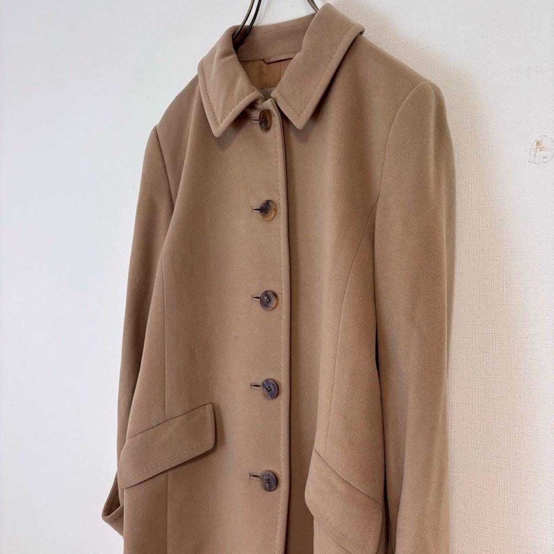 Aquascutum Chester Long Coat Asian fit M US size S Brown Beige Authentic