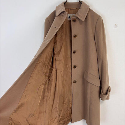 Aquascutum Chester Long Coat Asian fit M US size S Brown Beige Authentic