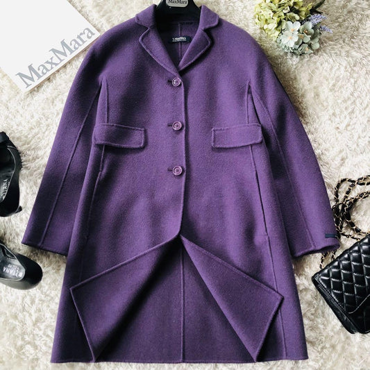 S Max Mara Long Coat Asian fit S 36 US size XS Purple Authentic