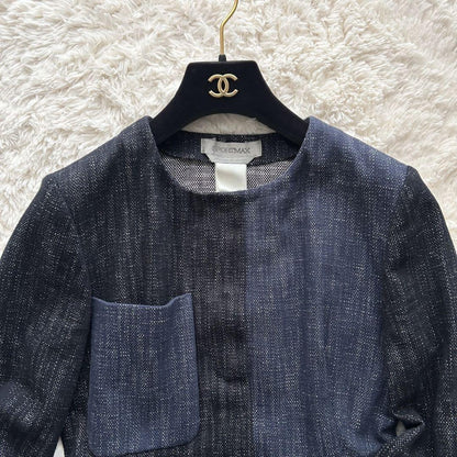 Max Mara SPORTMAX Long Coat Asian fit L 40 US size M Navy Blue Authentic