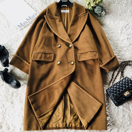 Max Mara Long Coat Asian fit L 40 US size M Camel Authentic