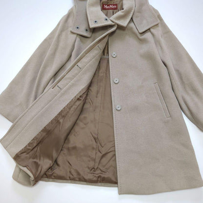 Max Mara STUDIO Long Coat Asian fit M 38 US size S Beige Authentic