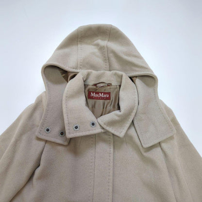 Max Mara STUDIO Long Coat Asian fit M 38 US size S Beige Authentic