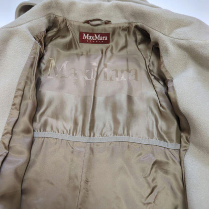 Max Mara STUDIO Long Coat Asian fit M 38 US size S Beige Authentic