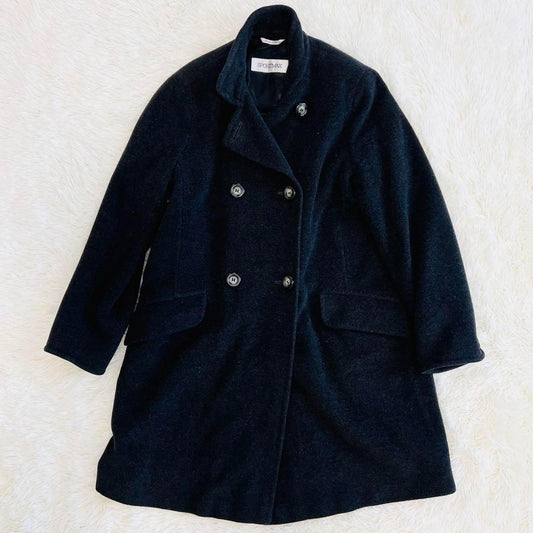 Max Mara SPORT MAX Long Coat Asian fit L US size M Black Authentic