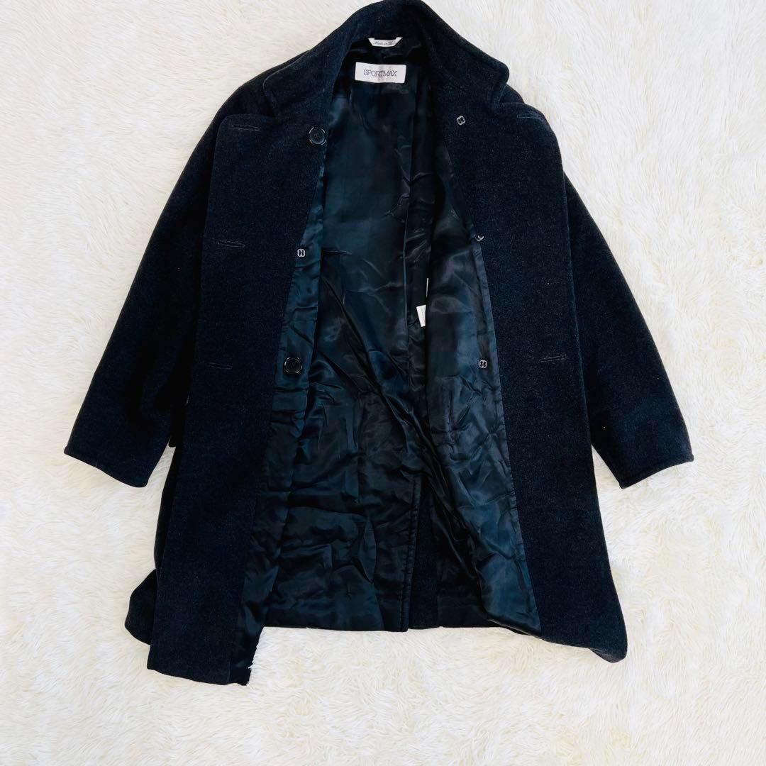 Max Mara SPORT MAX Long Coat Asian fit L US size M Black Authentic
