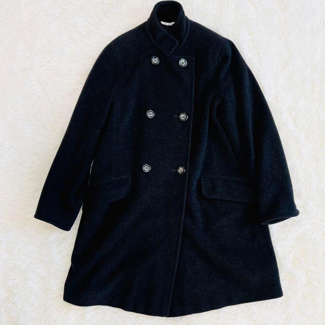 Max Mara SPORT MAX Long Coat Asian fit L US size M Black Authentic