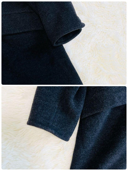 Max Mara SPORT MAX Long Coat Asian fit L US size M Black Authentic