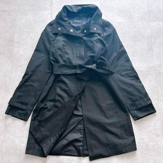 Max Mara Max&co Trench Coat Asian fit L 40 US size M Black Authentic