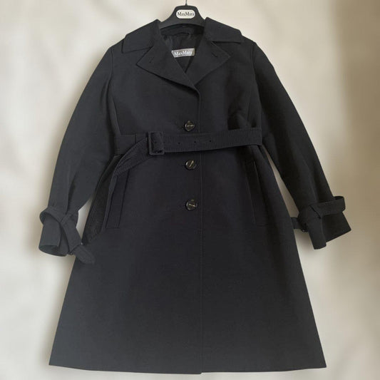 Max Mara Trench Coat Asian fit M US size S Black Authentic