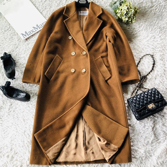 Max Mara Long Coat Asian fit L 40 US size M Brown Authentic