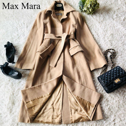 Max Mara Long Coat Asian fit M 38 US size S Beige Authentic