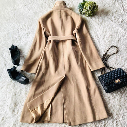 Max Mara Long Coat Asian fit M 38 US size S Beige Authentic