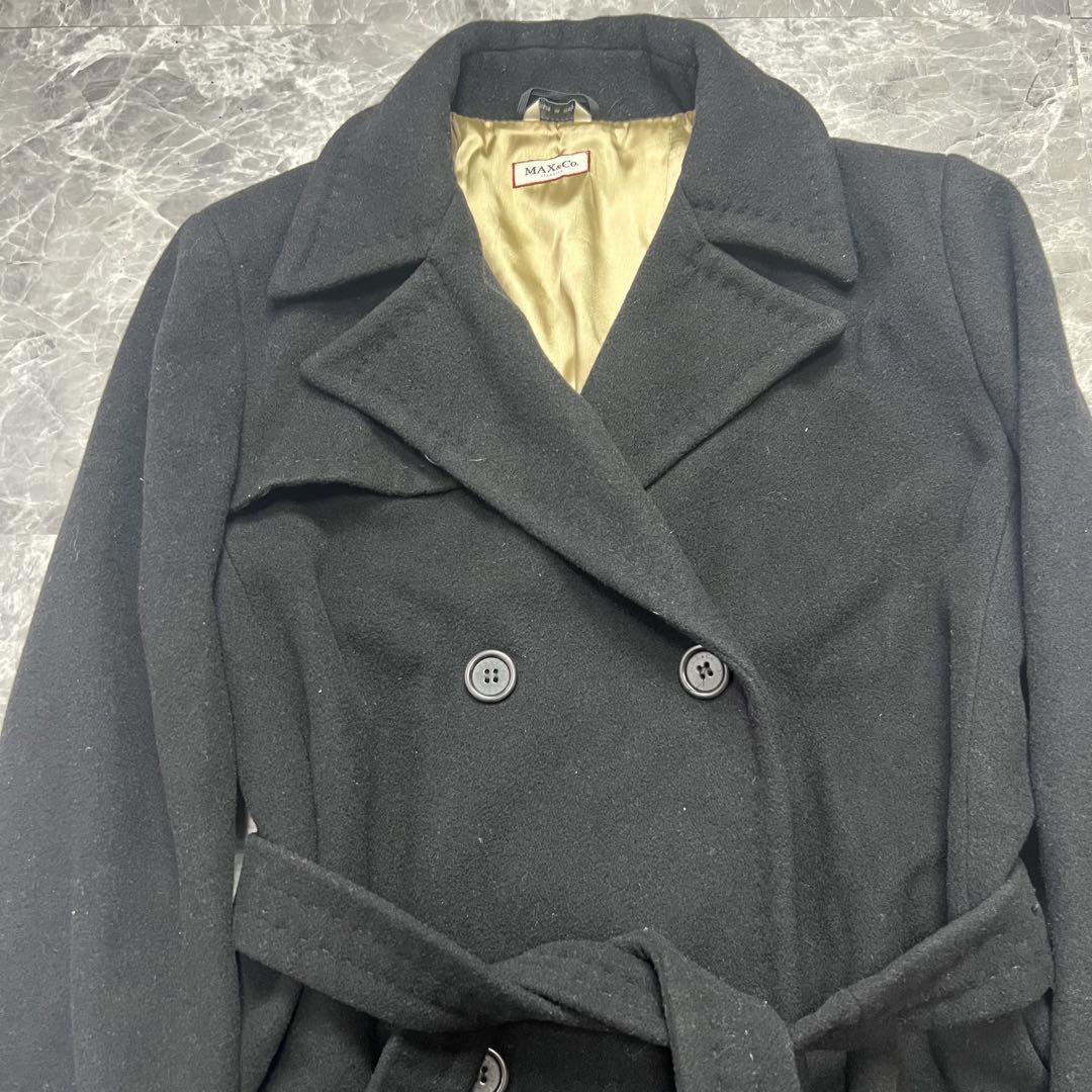 Max Mara MAX&Co. Long Coat Asian fit L 40 US size M Black Authentic