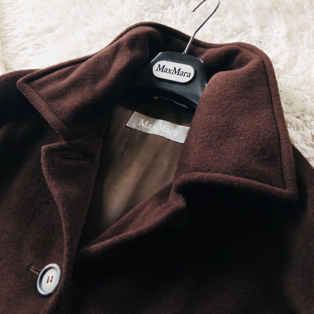 Max Mara Wool Coat Asian fit L 40 US size M Dark Brown Authentic