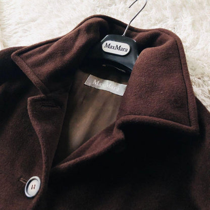 Max Mara Wool Coat Asian fit L 40 US size M Dark Brown Authentic