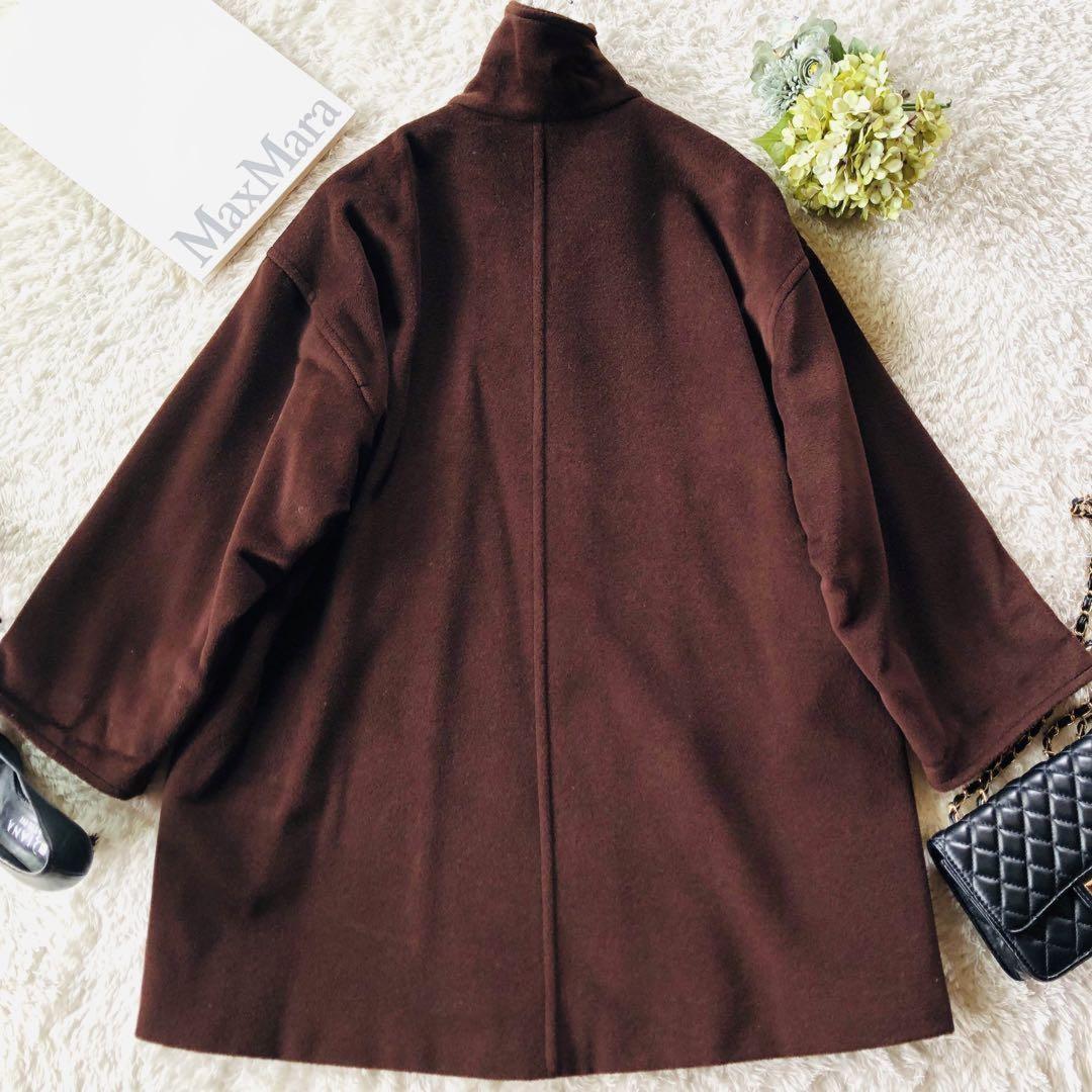 Max Mara Wool Coat Asian fit L 40 US size M Dark Brown Authentic