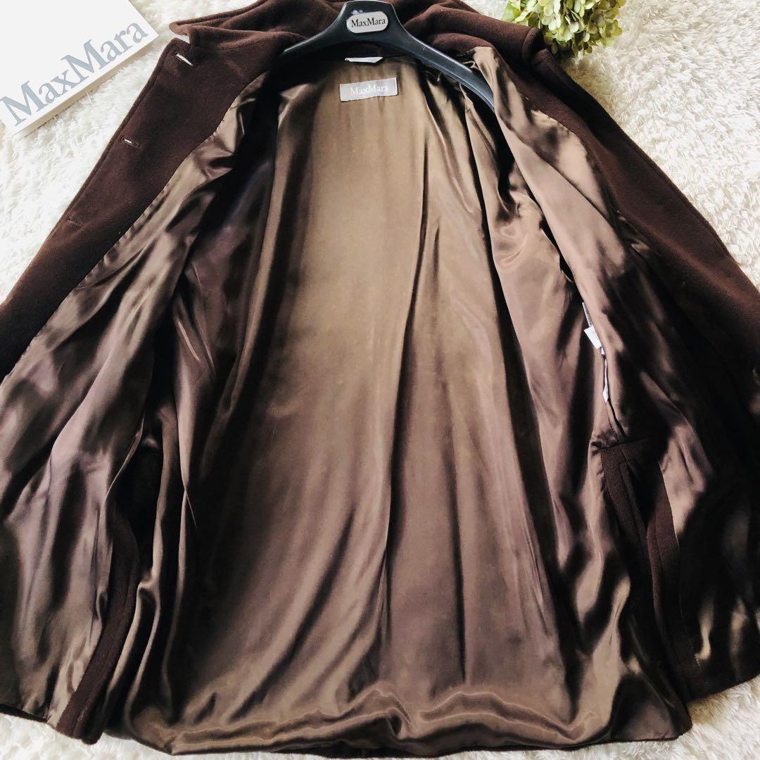 Max Mara Wool Coat Asian fit L 40 US size M Dark Brown Authentic