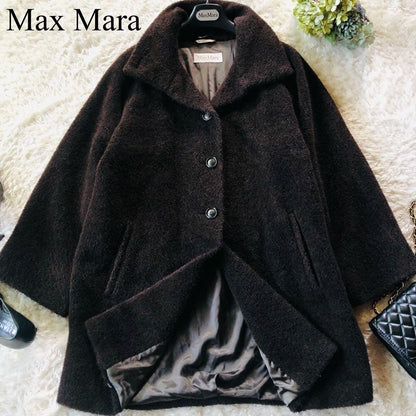 Max Mara Long Coat Asian fit L 40 US size M Dark Brown Authentic