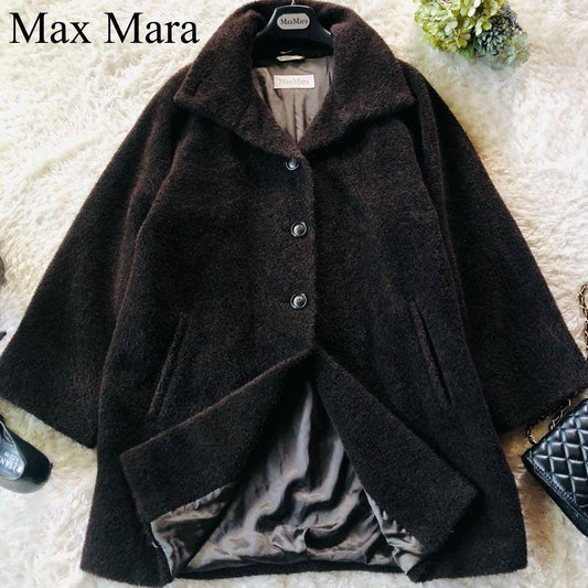 Max Mara Long Coat Asian fit L 40 US size M Dark Brown Authentic