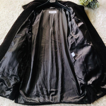 Max Mara Long Coat Asian fit L 40 US size M Dark Brown Authentic