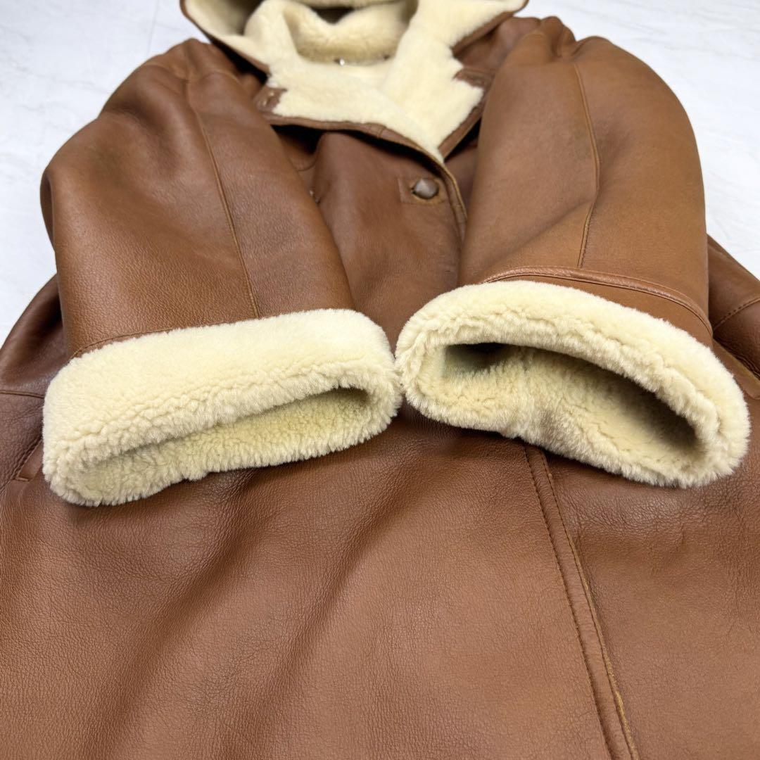 Max Mara Mouton Long Coat Asian fit L 40 US size M Brown Authentic