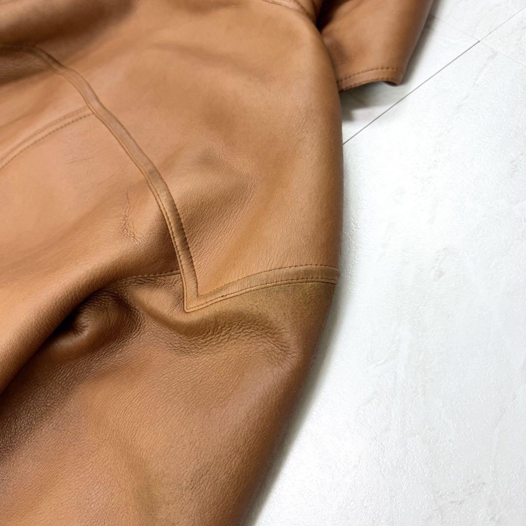 Max Mara Mouton Long Coat Asian fit L 40 US size M Brown Authentic
