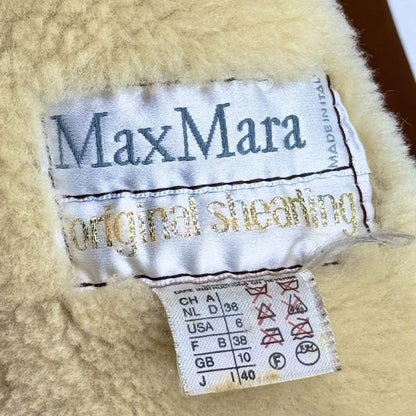 Max Mara Mouton Long Coat Asian fit L 40 US size M Brown Authentic
