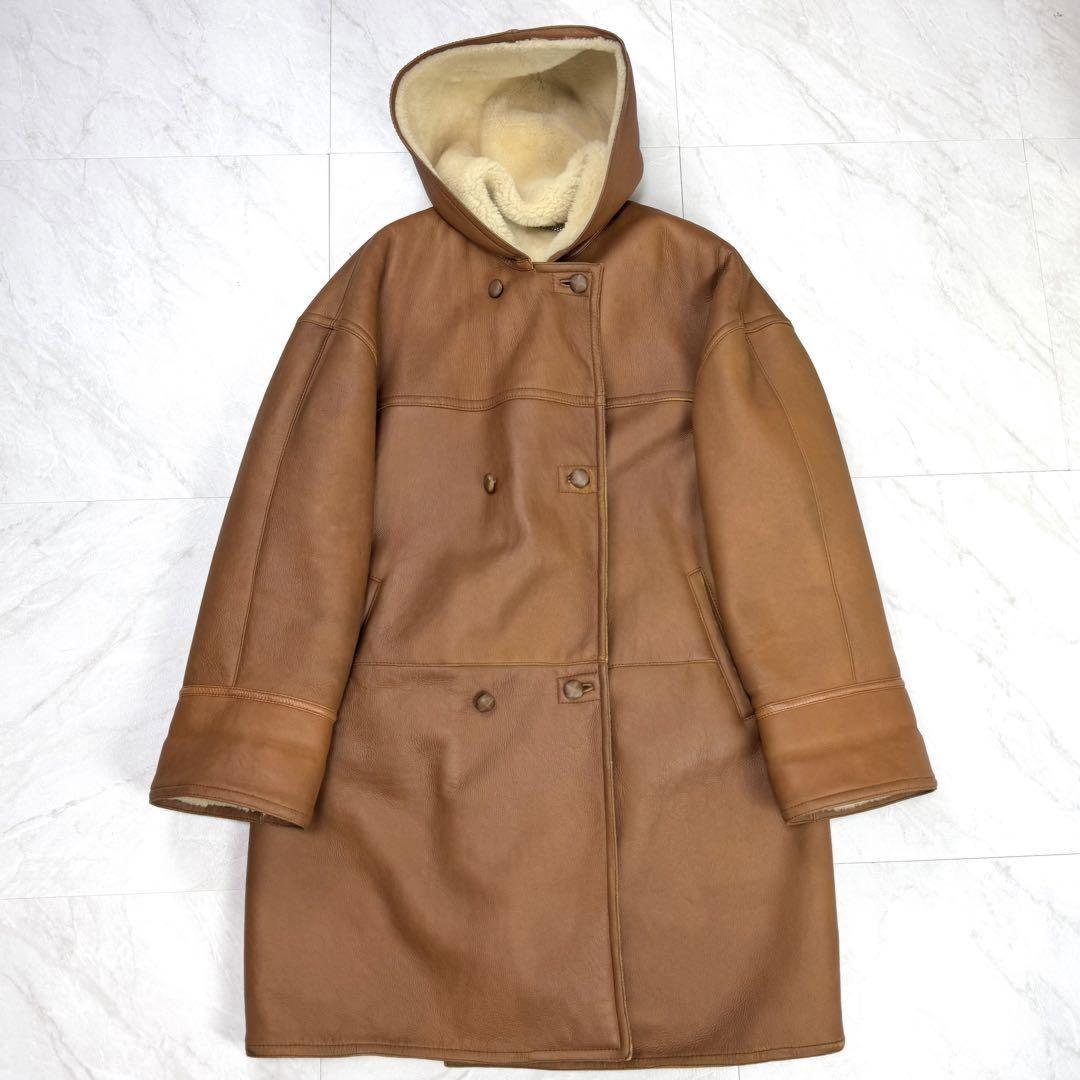 Max Mara Mouton Long Coat Asian fit L 40 US size M Brown Authentic