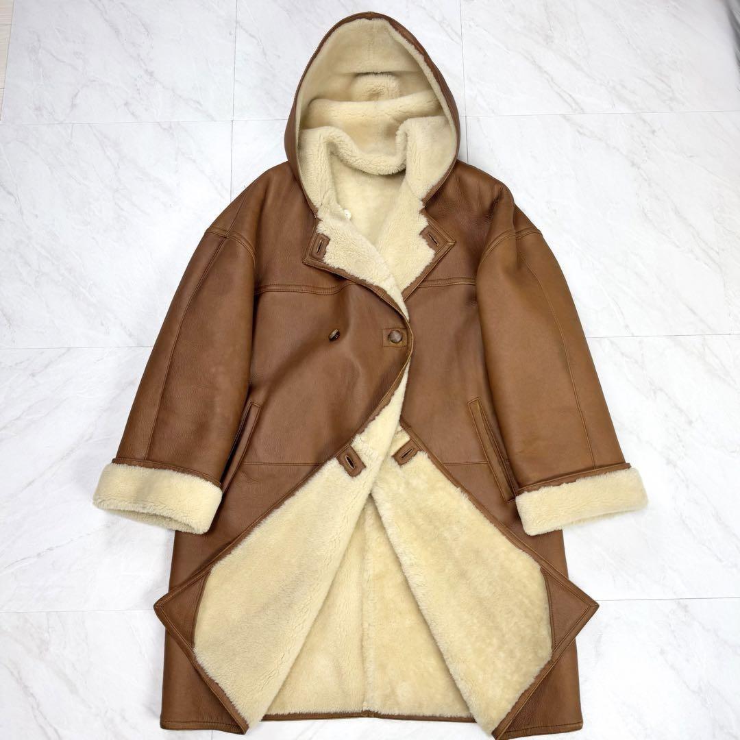 Max Mara Mouton Long Coat Asian fit L 40 US size M Brown Authentic
