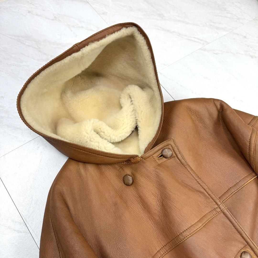 Max Mara Mouton Long Coat Asian fit L 40 US size M Brown Authentic