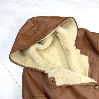 Max Mara Mouton Long Coat Asian fit L 40 US size M Brown Authentic