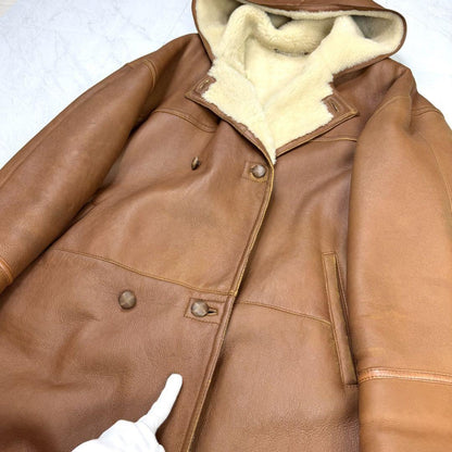 Max Mara Mouton Long Coat Asian fit L 40 US size M Brown Authentic