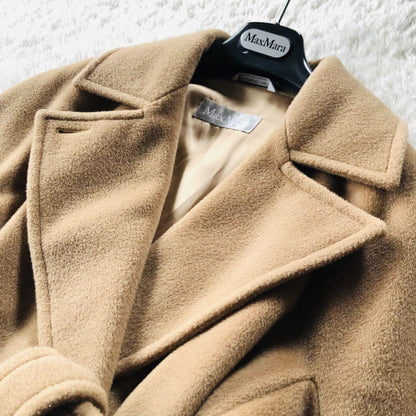 Max Mara Long Coat Asian fit XL 42 US size L Camel Beige Authentic