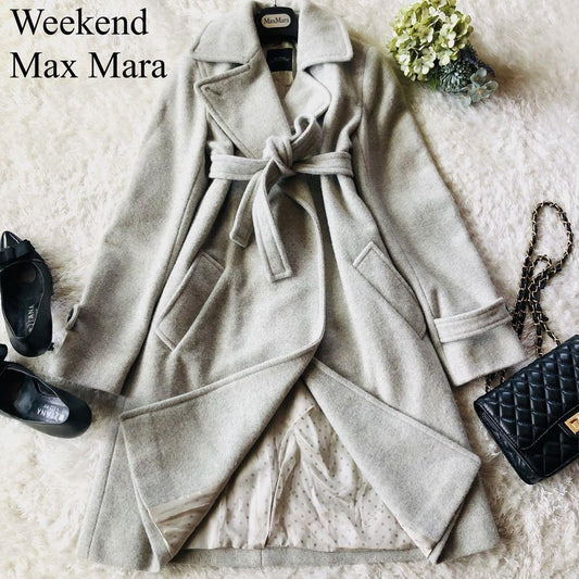 Weekend Max Mara Long Coat Asian fit L 40 US size M Gray Authentic