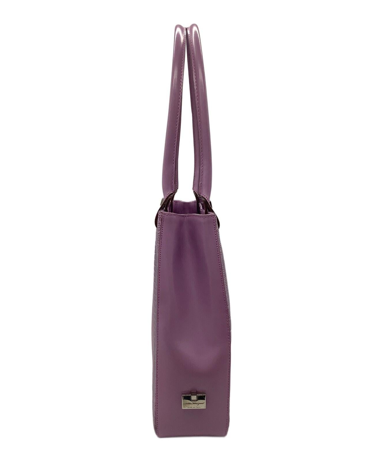 Salvatore Ferragamo Hand Bag Tote Purse Purple Authentic