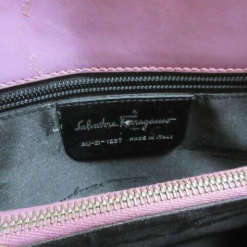 Salvatore Ferragamo Hand Bag Tote Purse Leather Purple Authentic