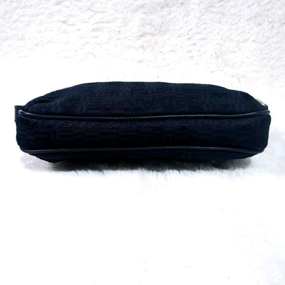 Salvatore Ferragamo Accessory Pouch Hand Bag Tote Purse Leather Canvas Black
