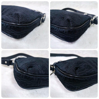 Salvatore Ferragamo Accessory Pouch Hand Bag Tote Purse Leather Canvas Black